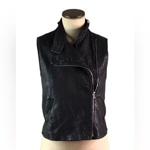 Alexander Wang Black  Cropped Moto Leather Vest, Sz 0, EUC